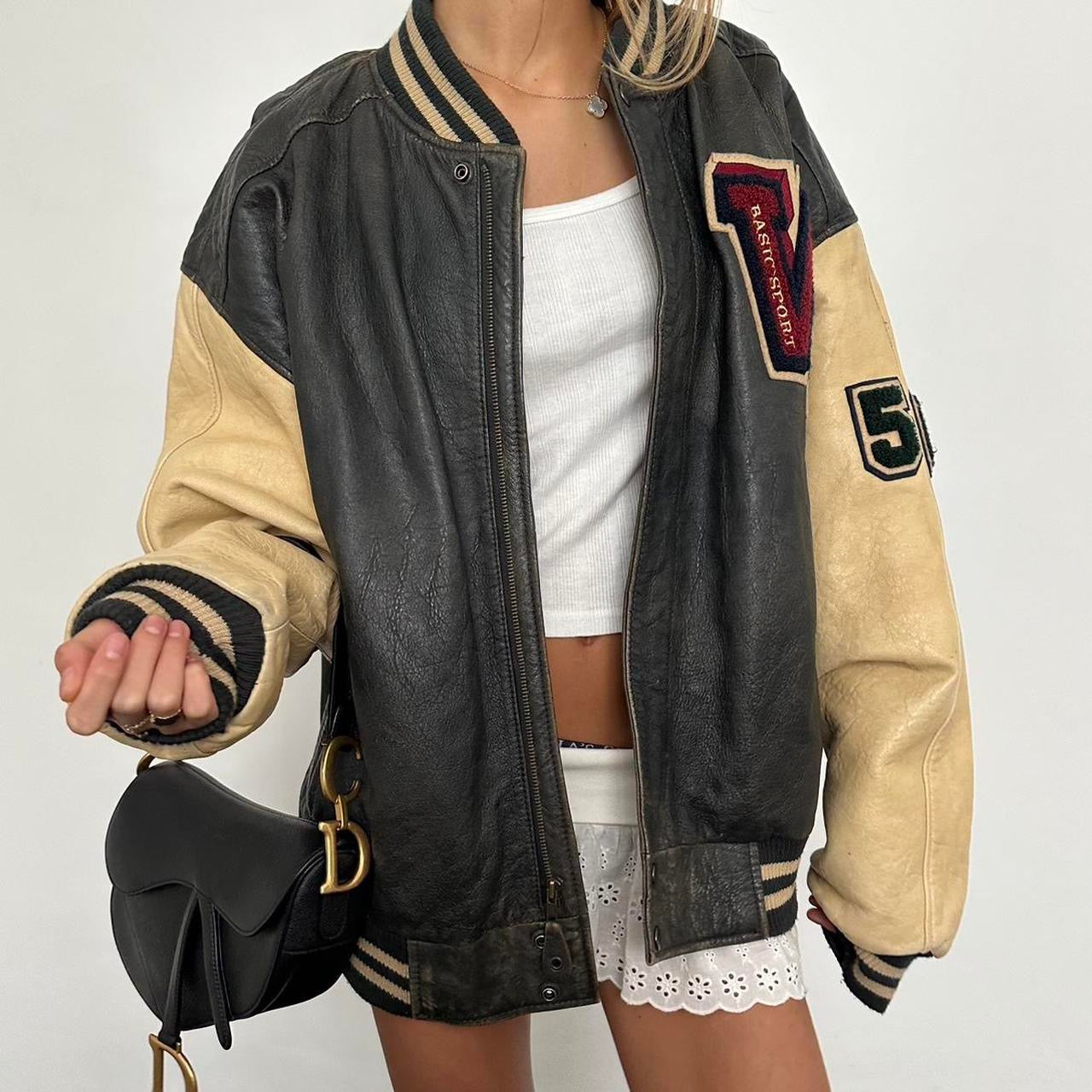 Vintage 90’s varsity sport leather jacket