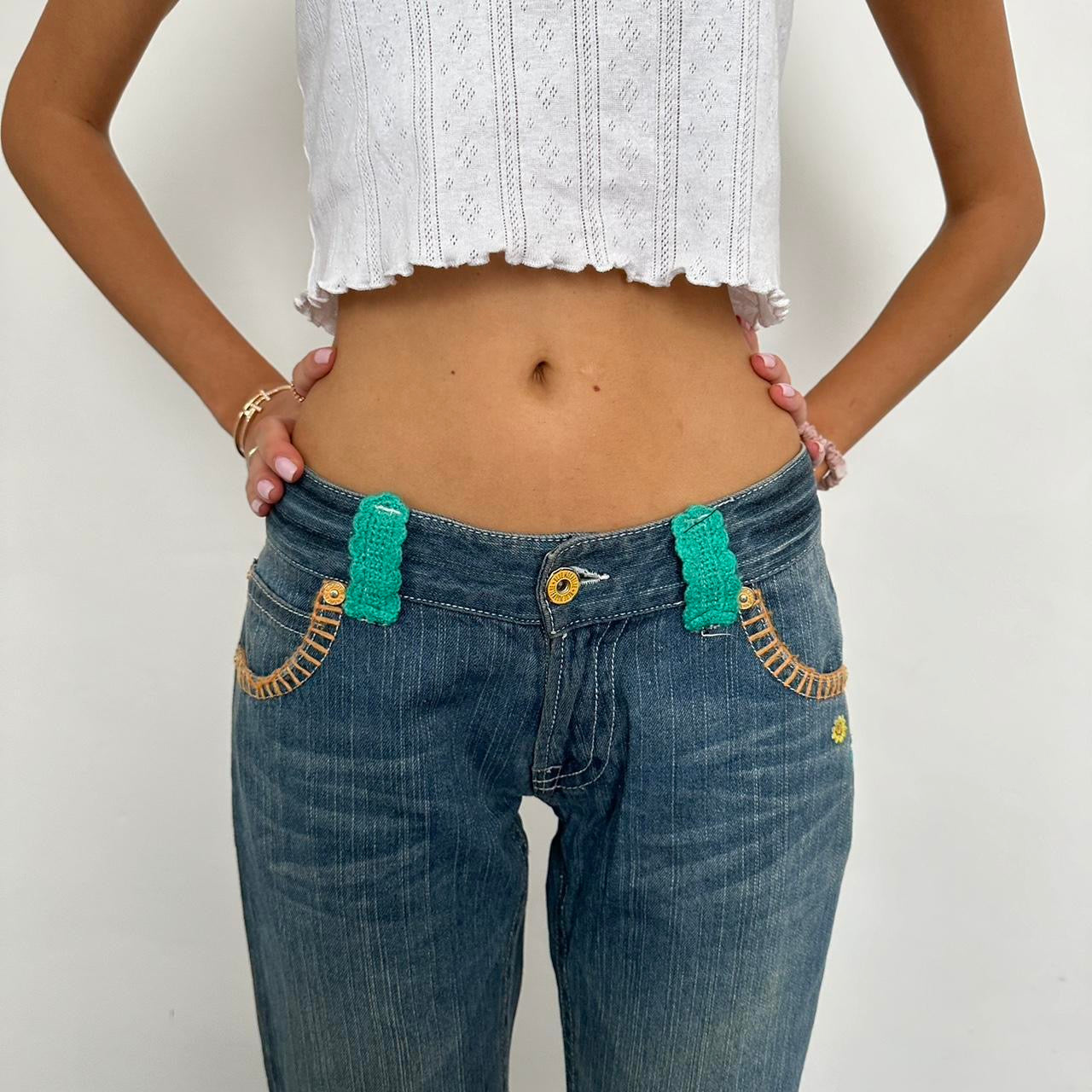 Vintage rare 90s crochet island girl jeans 🌺