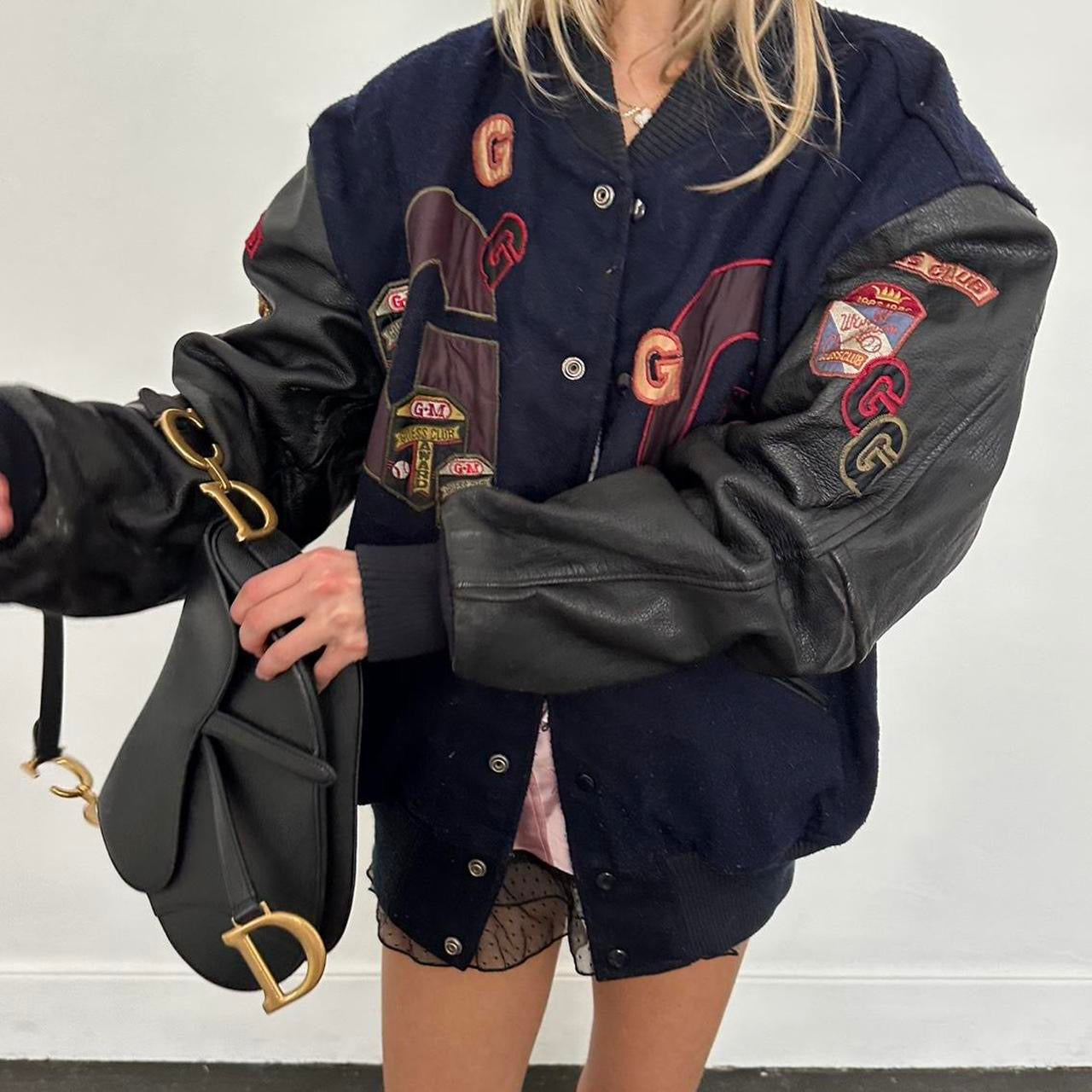 Vintage 90’s Guess Club graphic leather jacket