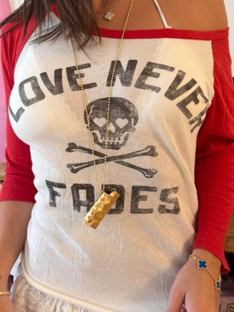 Vintage 90’s red Ralph Lauren ‘Love never fades’ skull long sleeve top