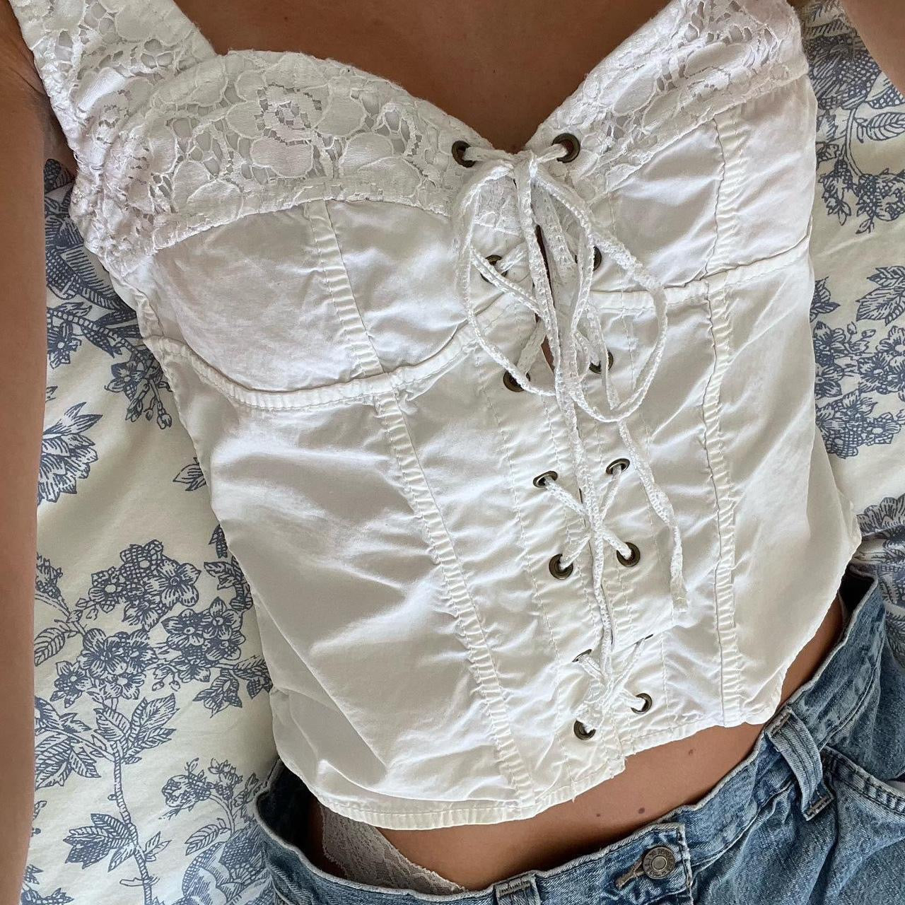 Vintage 90’s Guess Jeans design milkmaid corset top