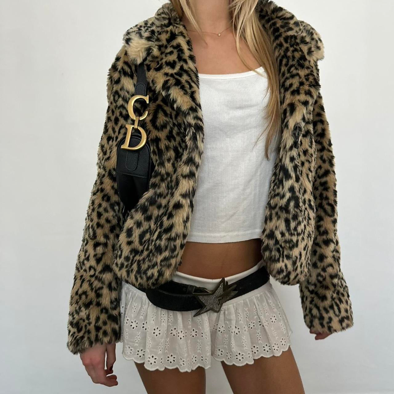 Vintage cheetah faux fur jacket