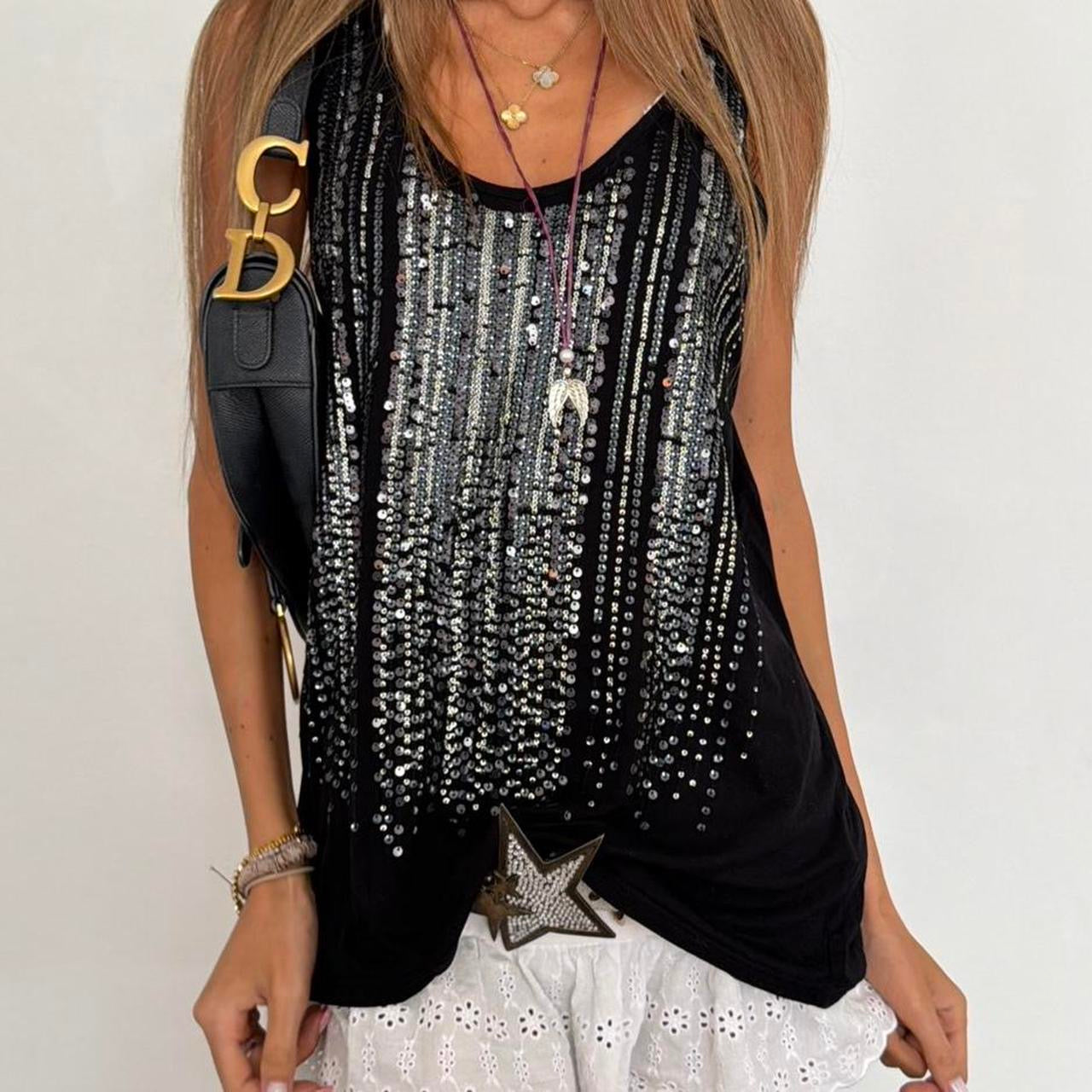Vintage 00s black sparkly top