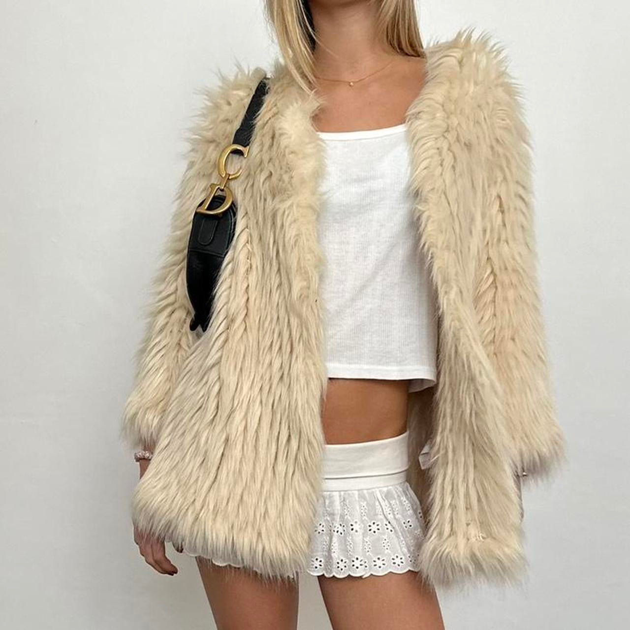 Vintage cream light weight faux fur jacket