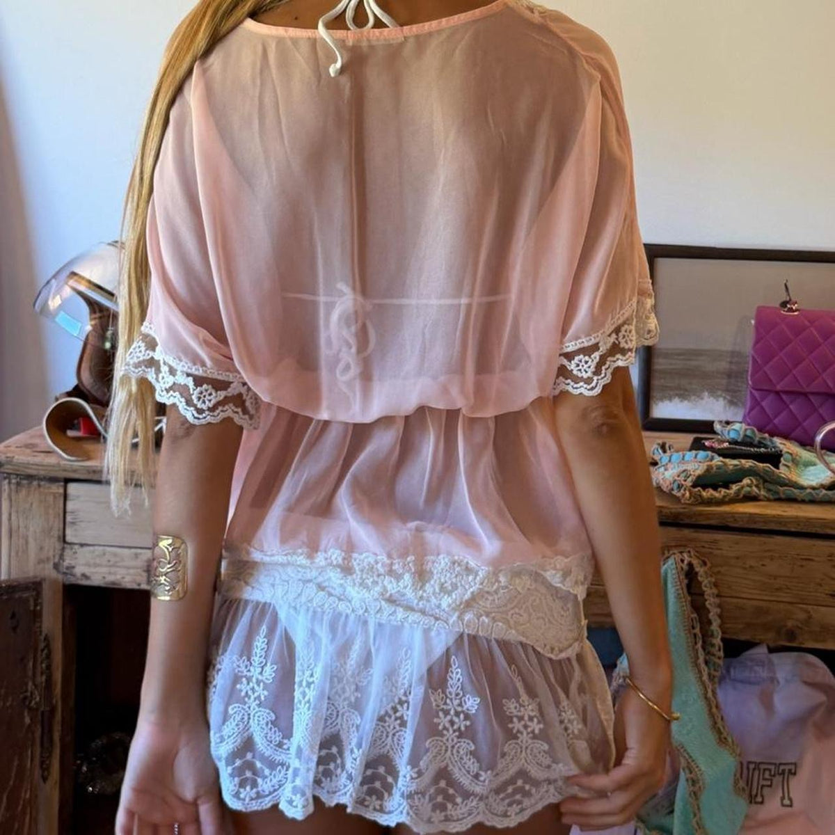 Vintage 00’s boho lace delicate top