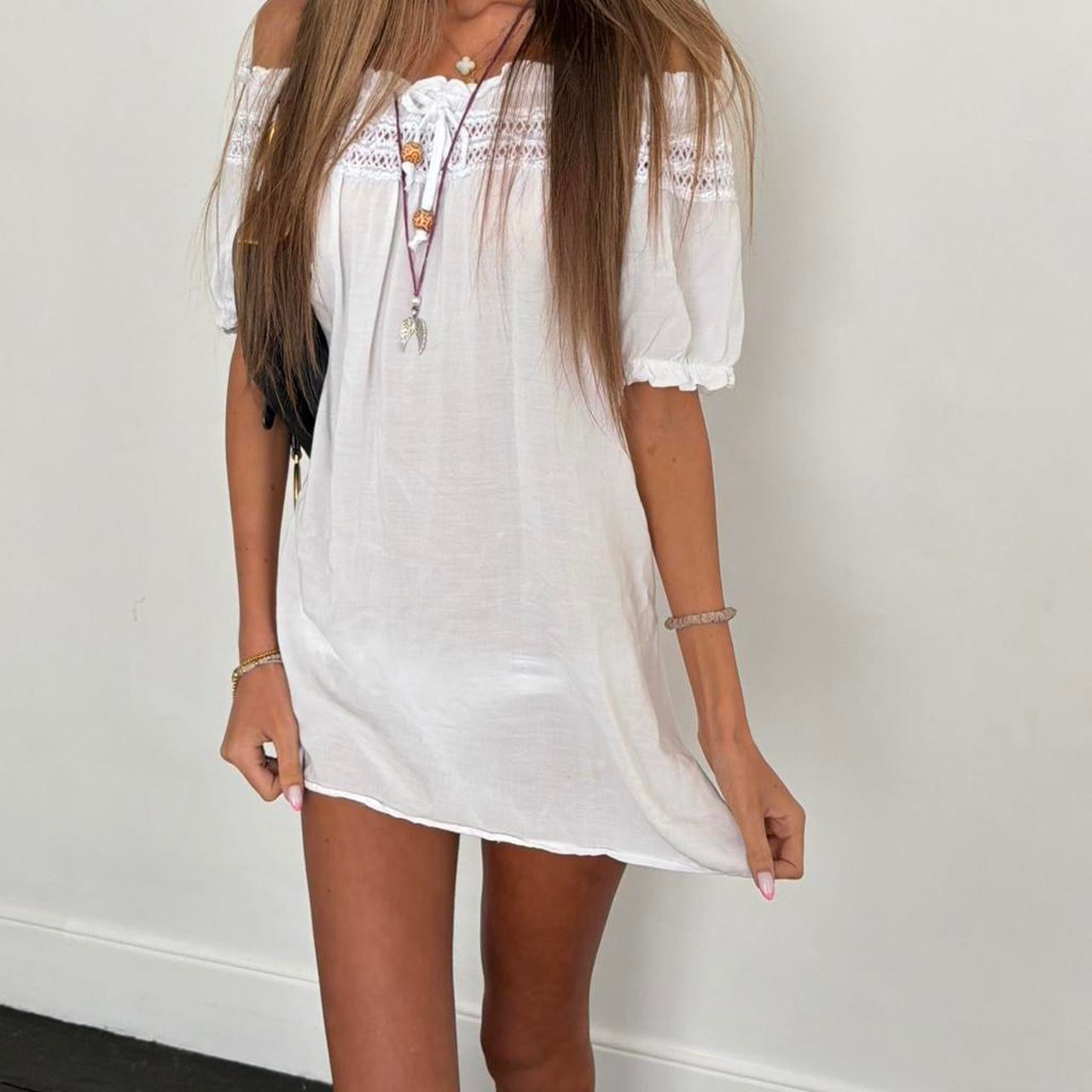 Vintage 2000’s white off the shoulder boho dress
