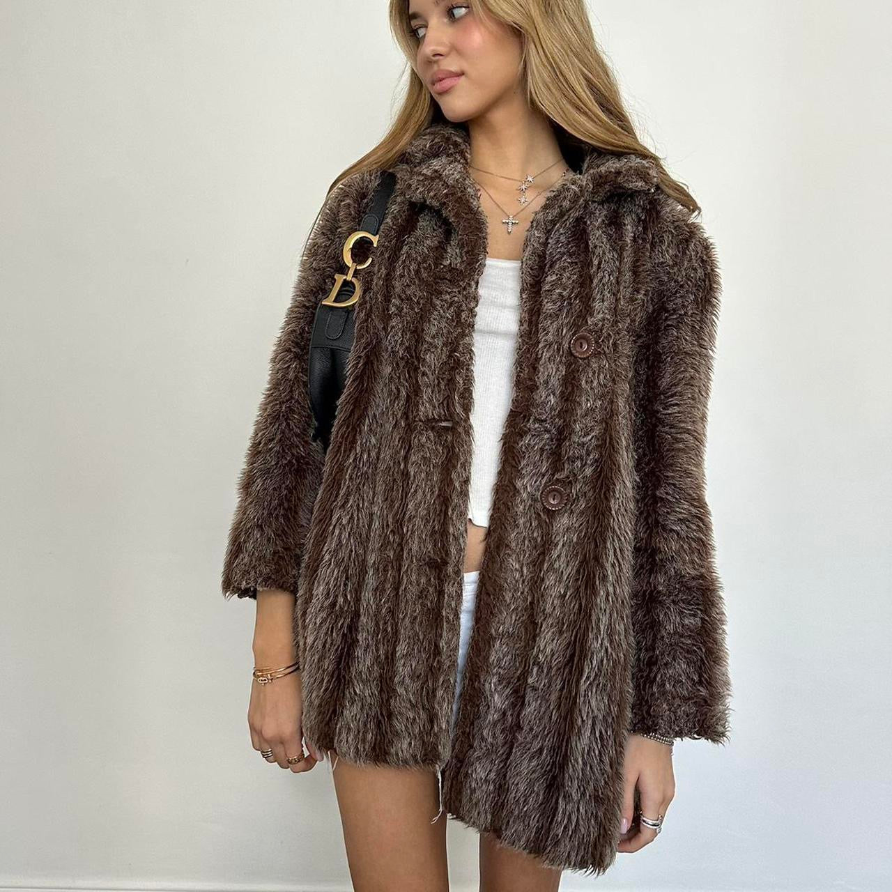 Vintage 2000’s brown faux fur jacket