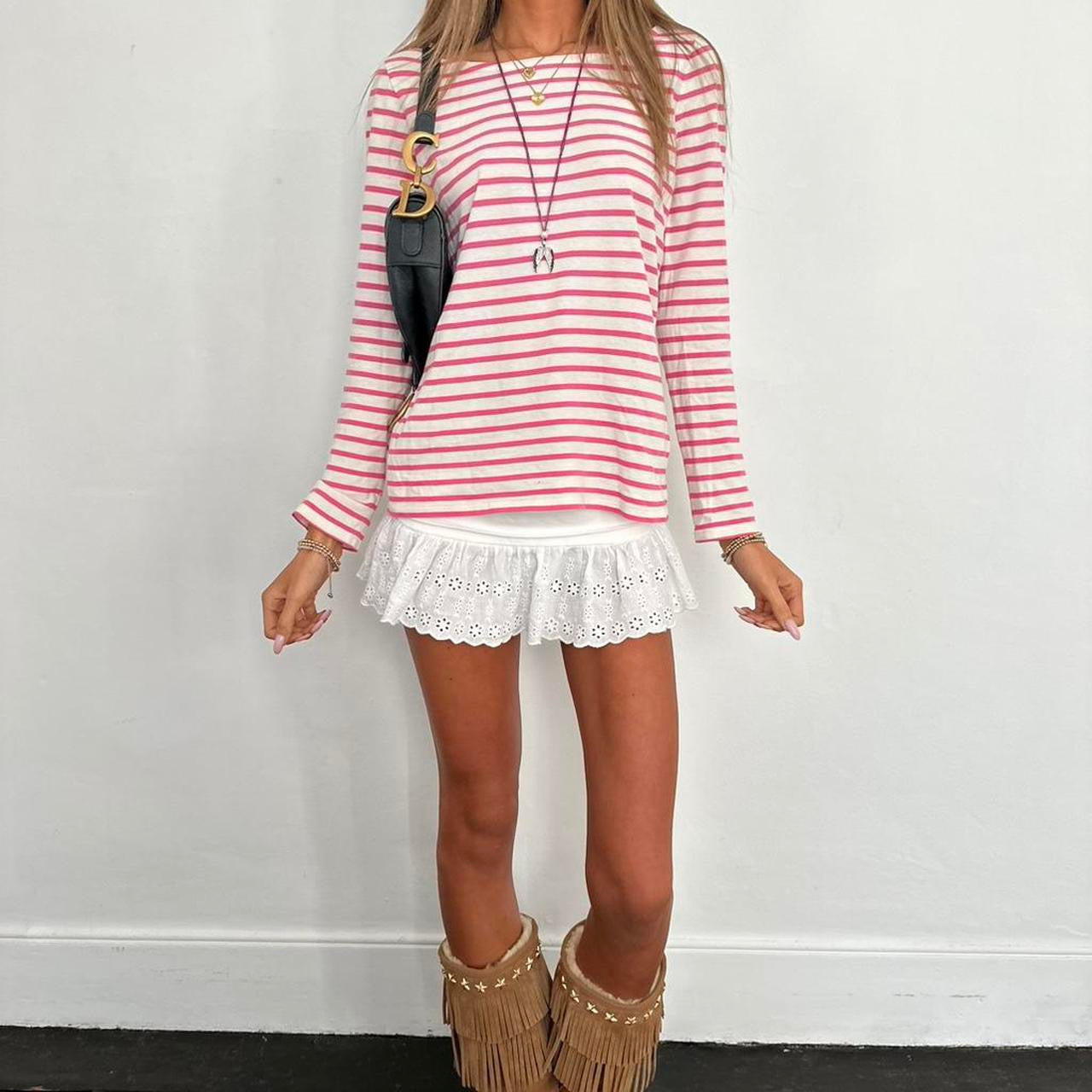 Vintage pink stripe long sleeve top