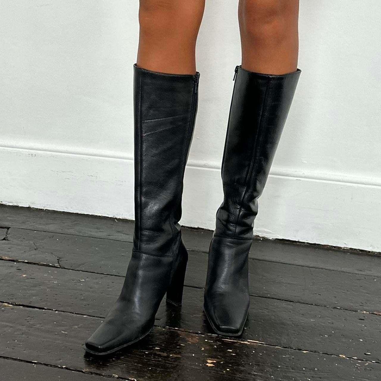 Vintage Ted Baker tall leather black classic boots