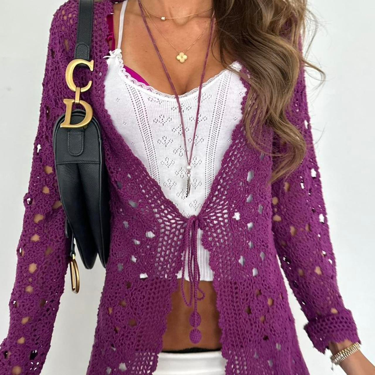 Vintage 90’s purple crochet cardigan