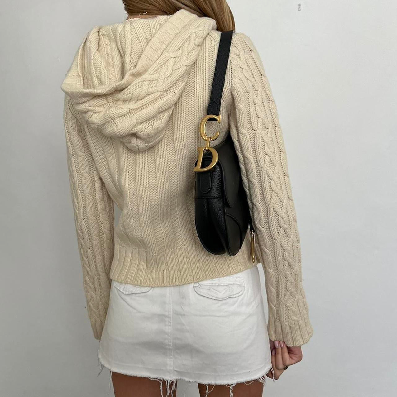 Vintage 90’s knitted zip up hoodie cream sweater