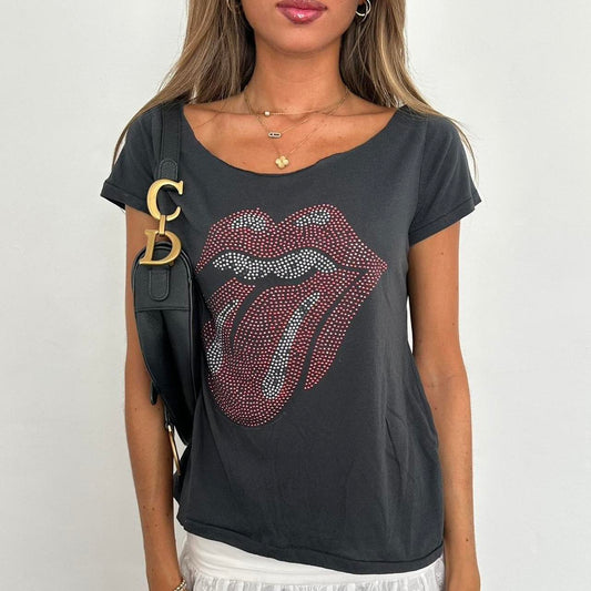 Vintage 2000’s Rolling Stones grey off the shoulder top