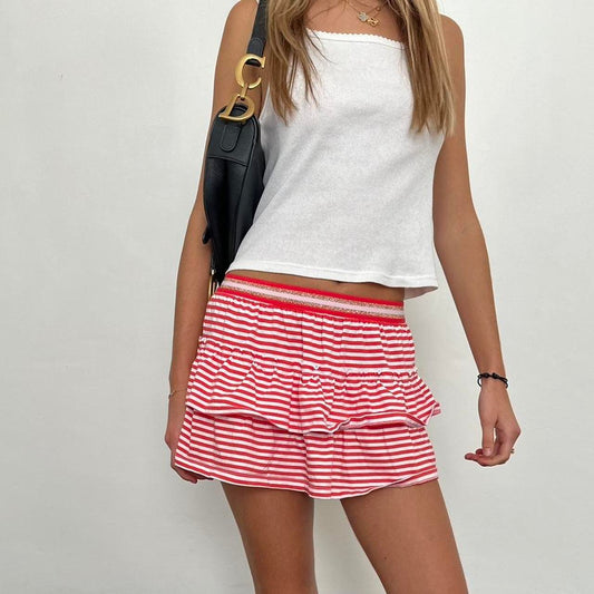 Vintage red and white striped mini skirt