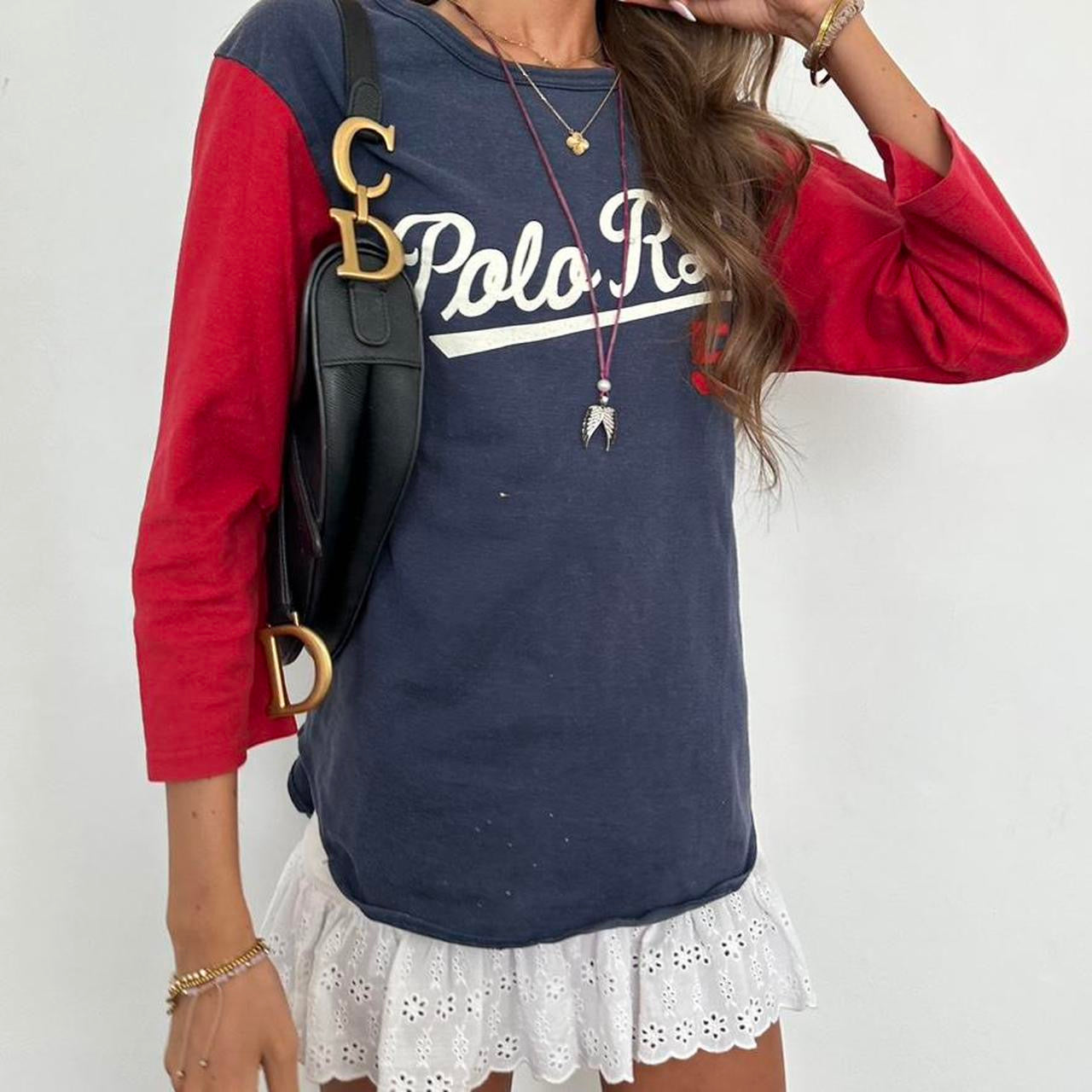 Vintage 90’s Polo Ralph Lauren navy and red jersey top