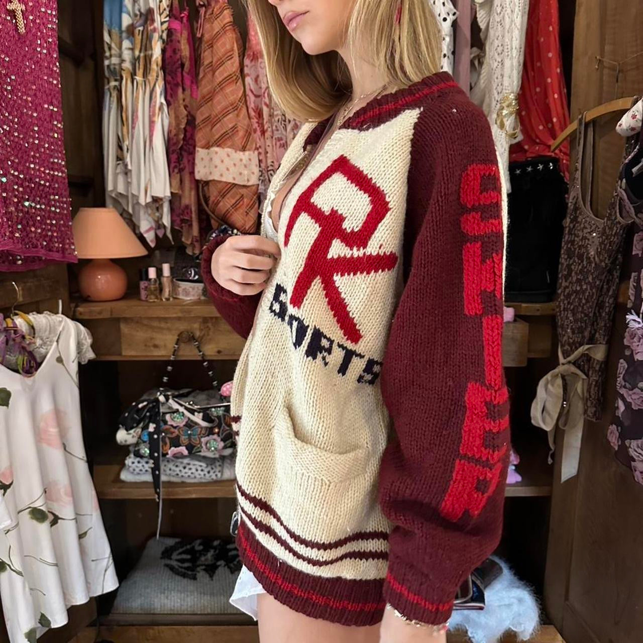 Vintage 90’s knitted ski rare winter cardigan jacket