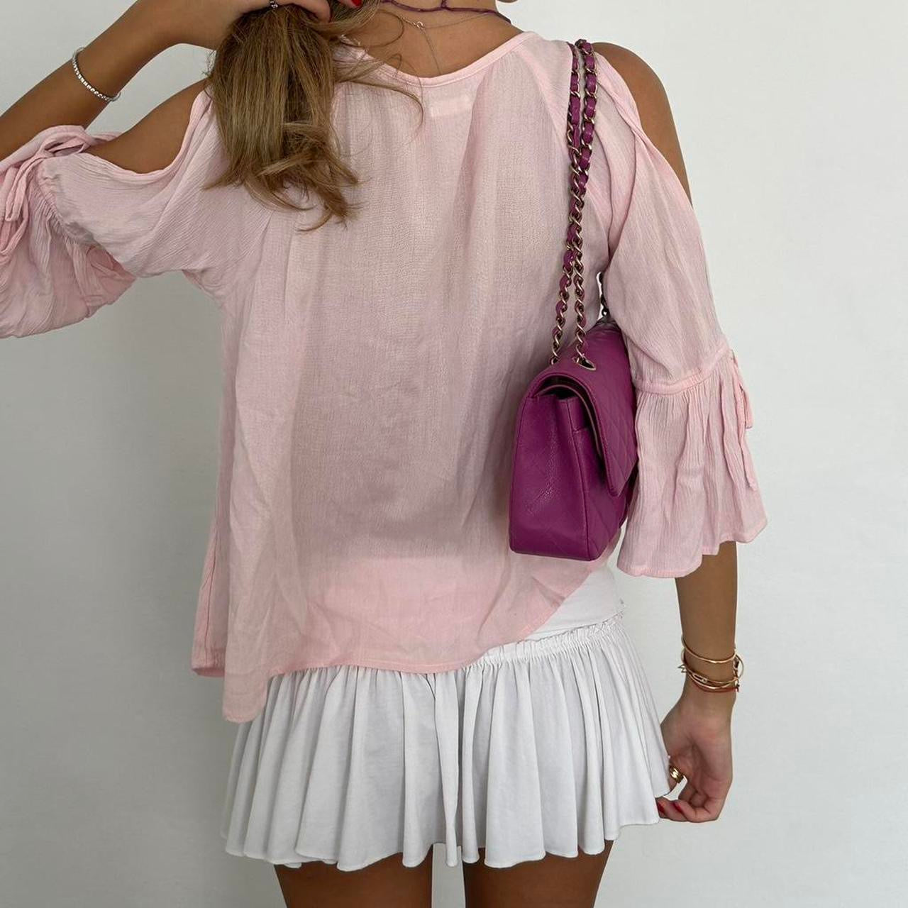 Vintage 00s pink cut out sleeve top