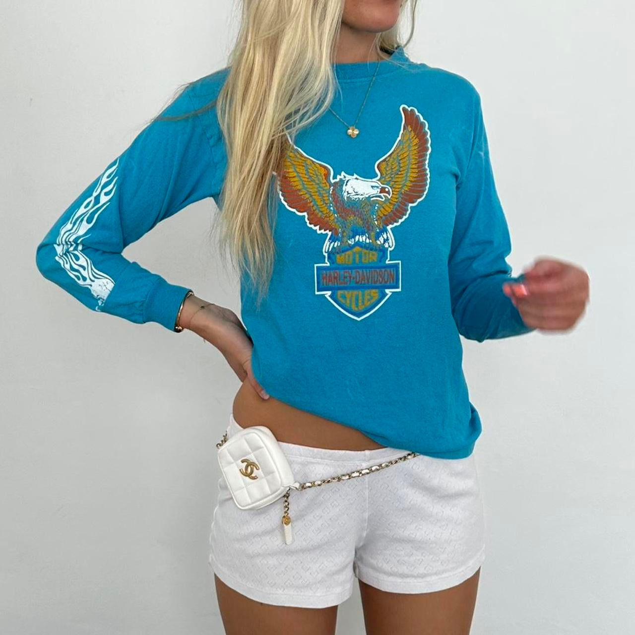 Vintage 90’s Harley Davidson blue long sleeve top