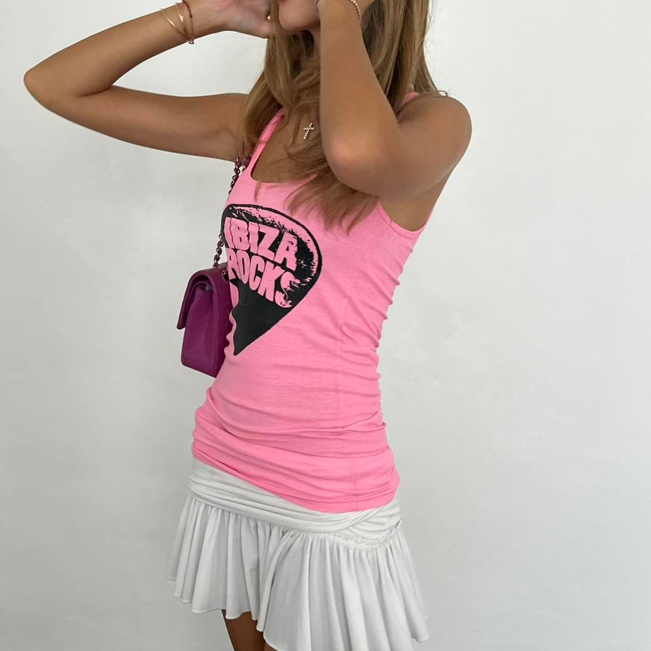 Vintage 00s pink ibiza rocks top