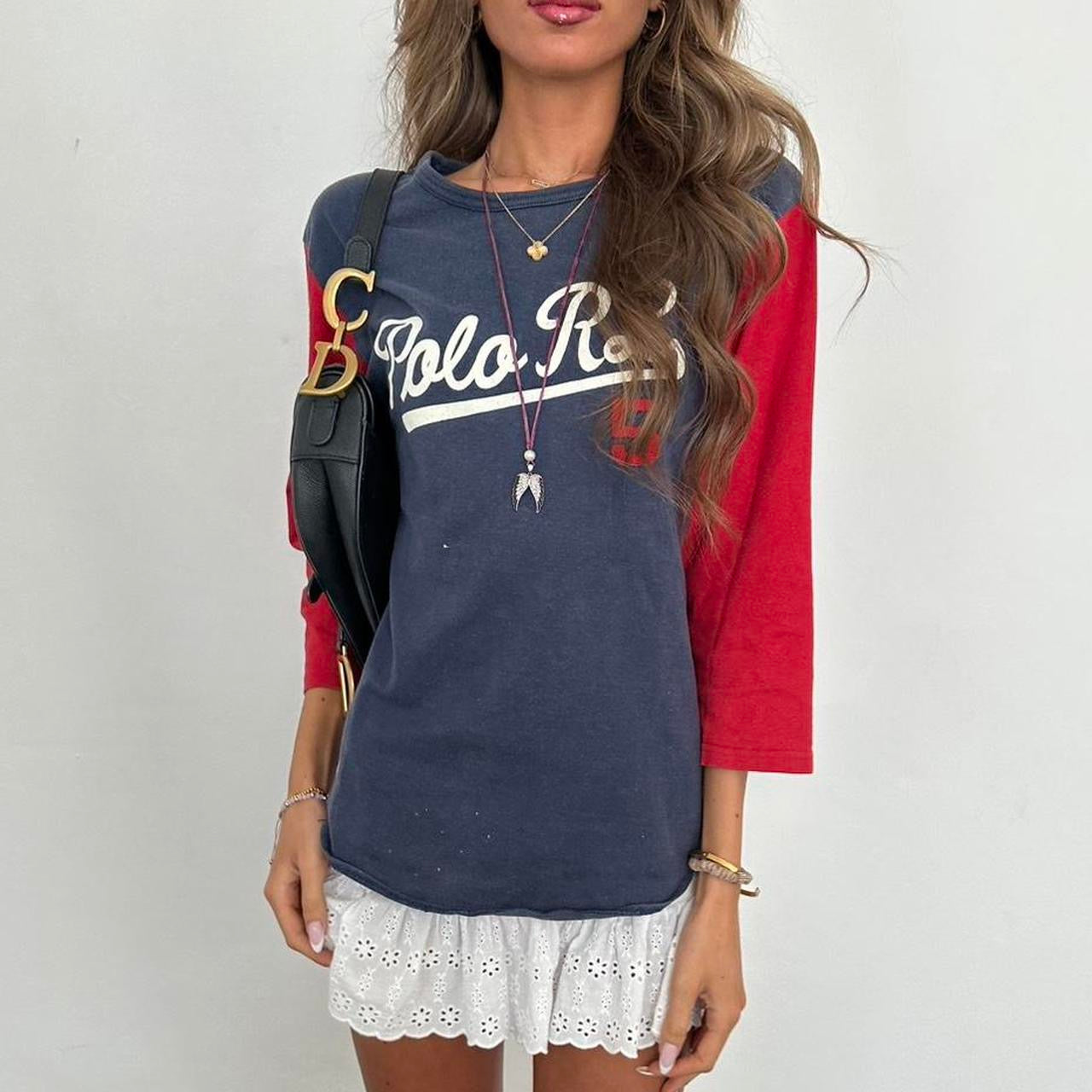 Vintage 90’s Polo Ralph Lauren navy and red jersey top