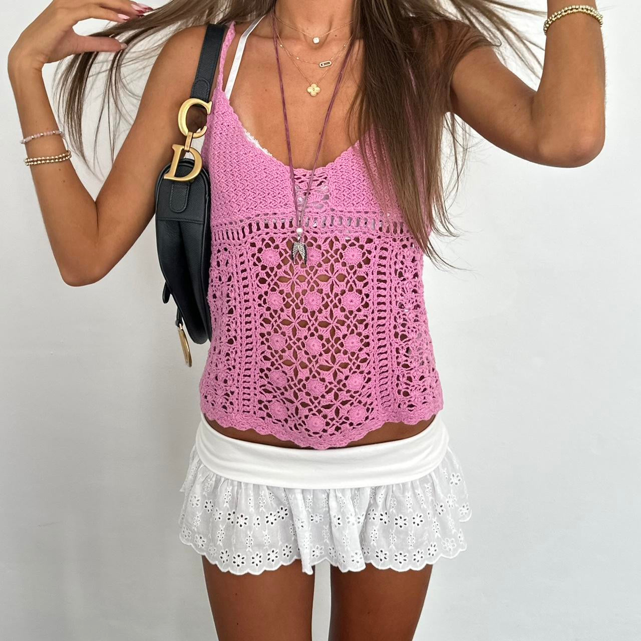 Vintage 2000’s pink crochet top