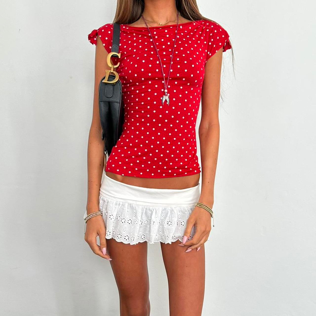 Vintage 2000’s red polka dot top