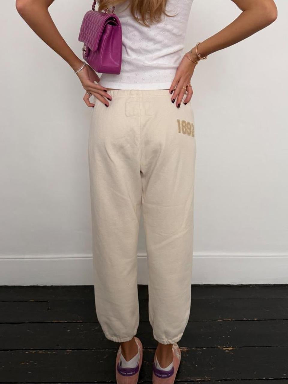 Vintage 00s Abercrombie and Fitch cream embroidered sweatpants