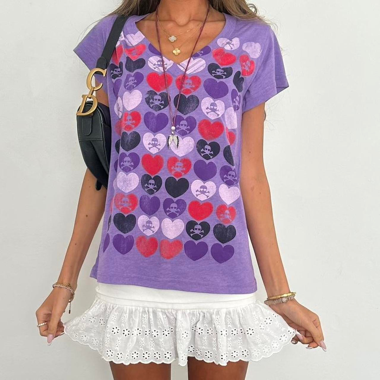 Vintage 00s purple skull and crossbones top