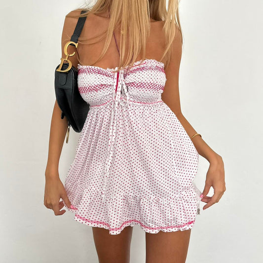 Vintage 90’s strapless polka dot babydoll top