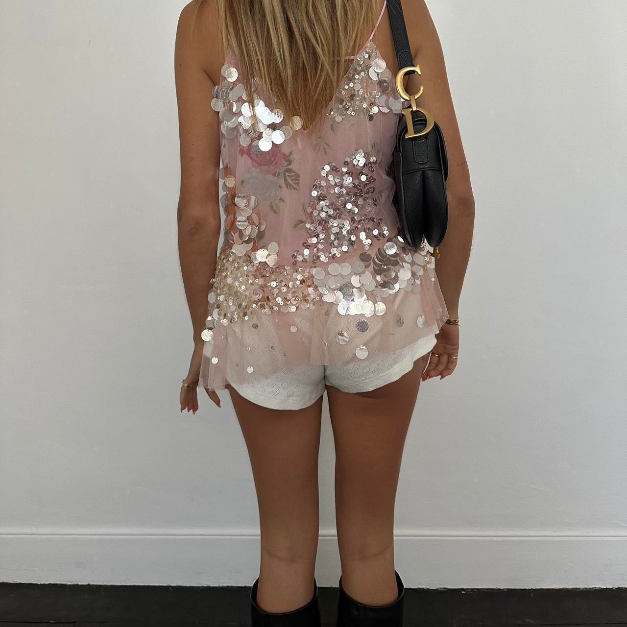 Vintage sequin floral camisole top