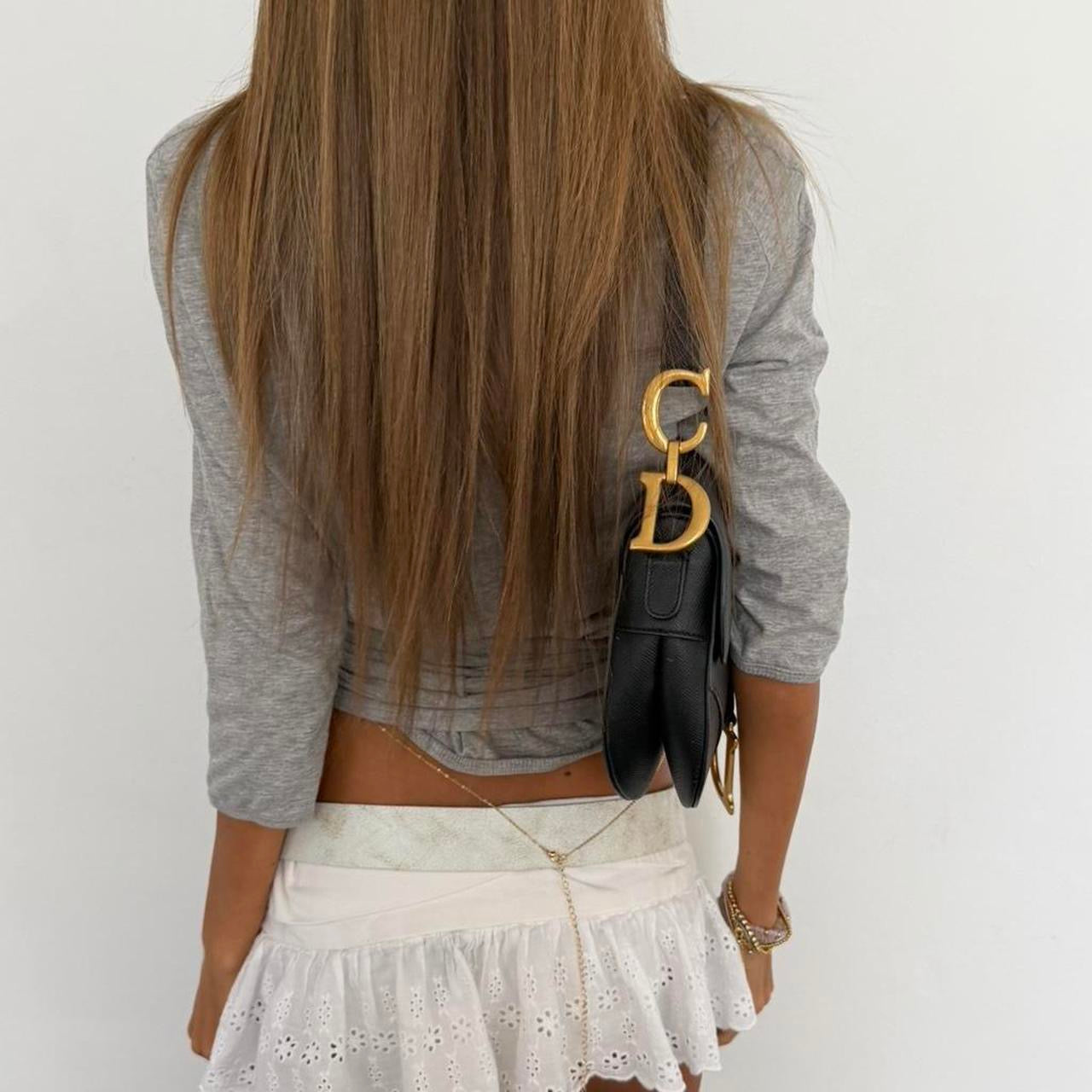 Vintage 00s grey tie up top