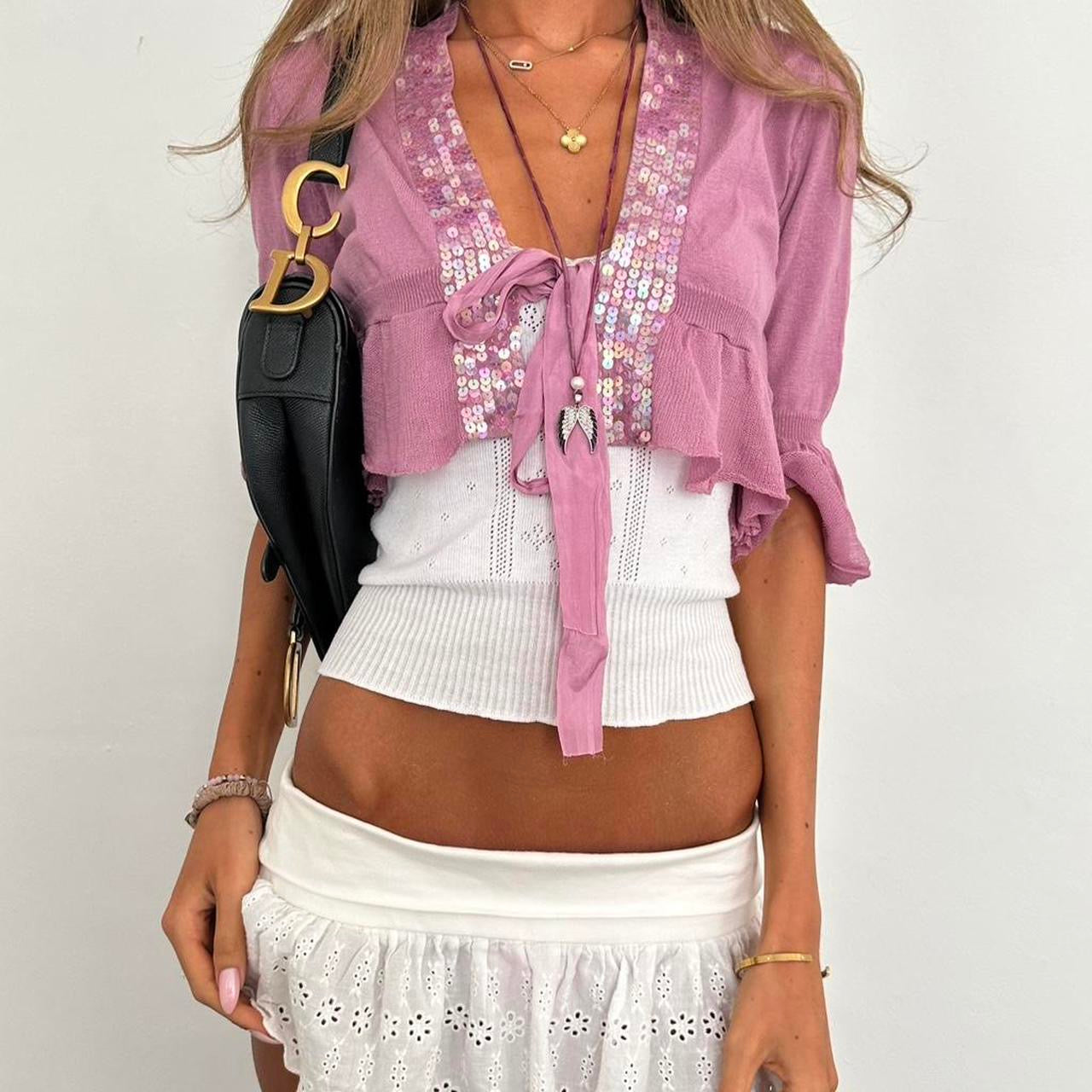 Vintage 2000s sequin tie up top