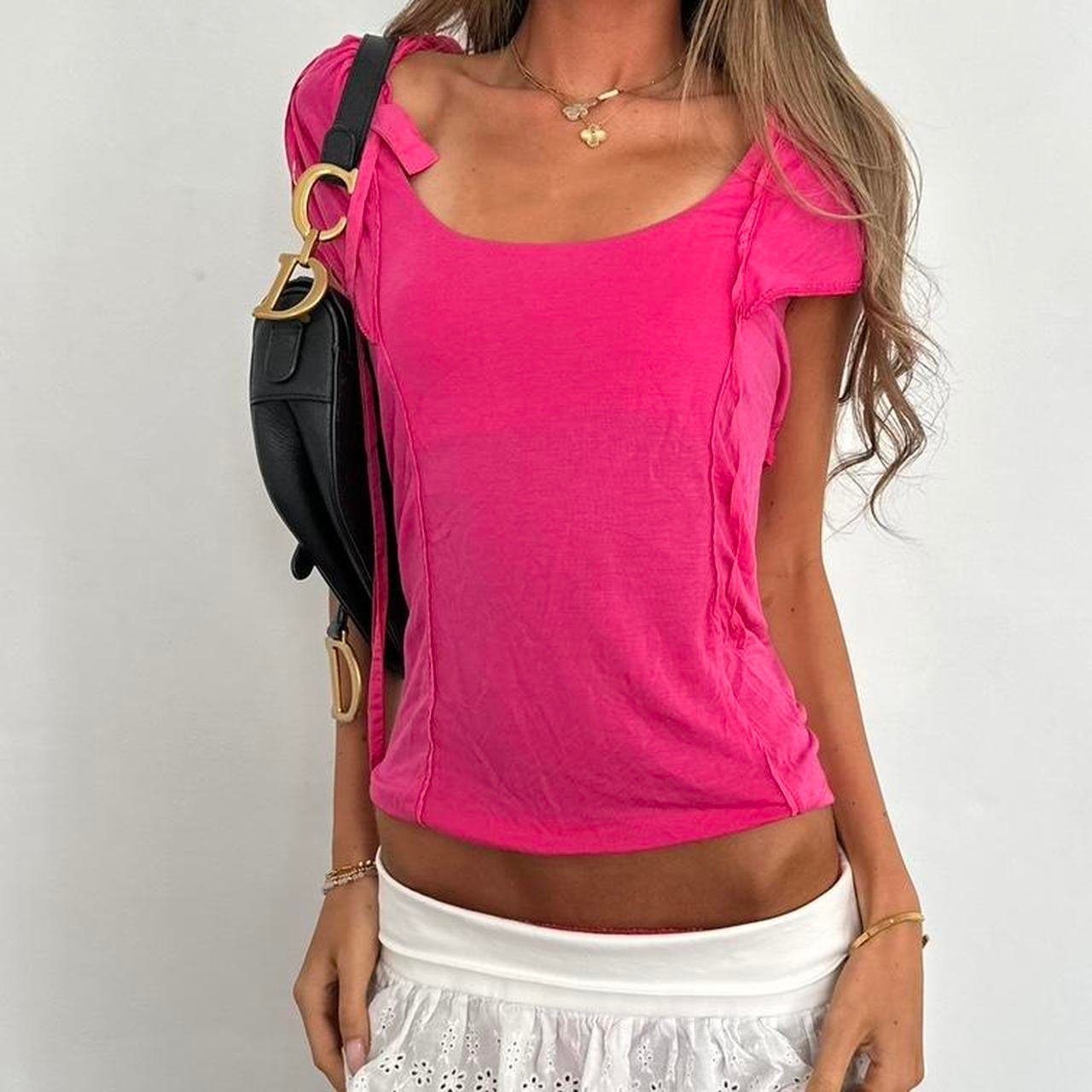 Vintage pink sequin open back top
