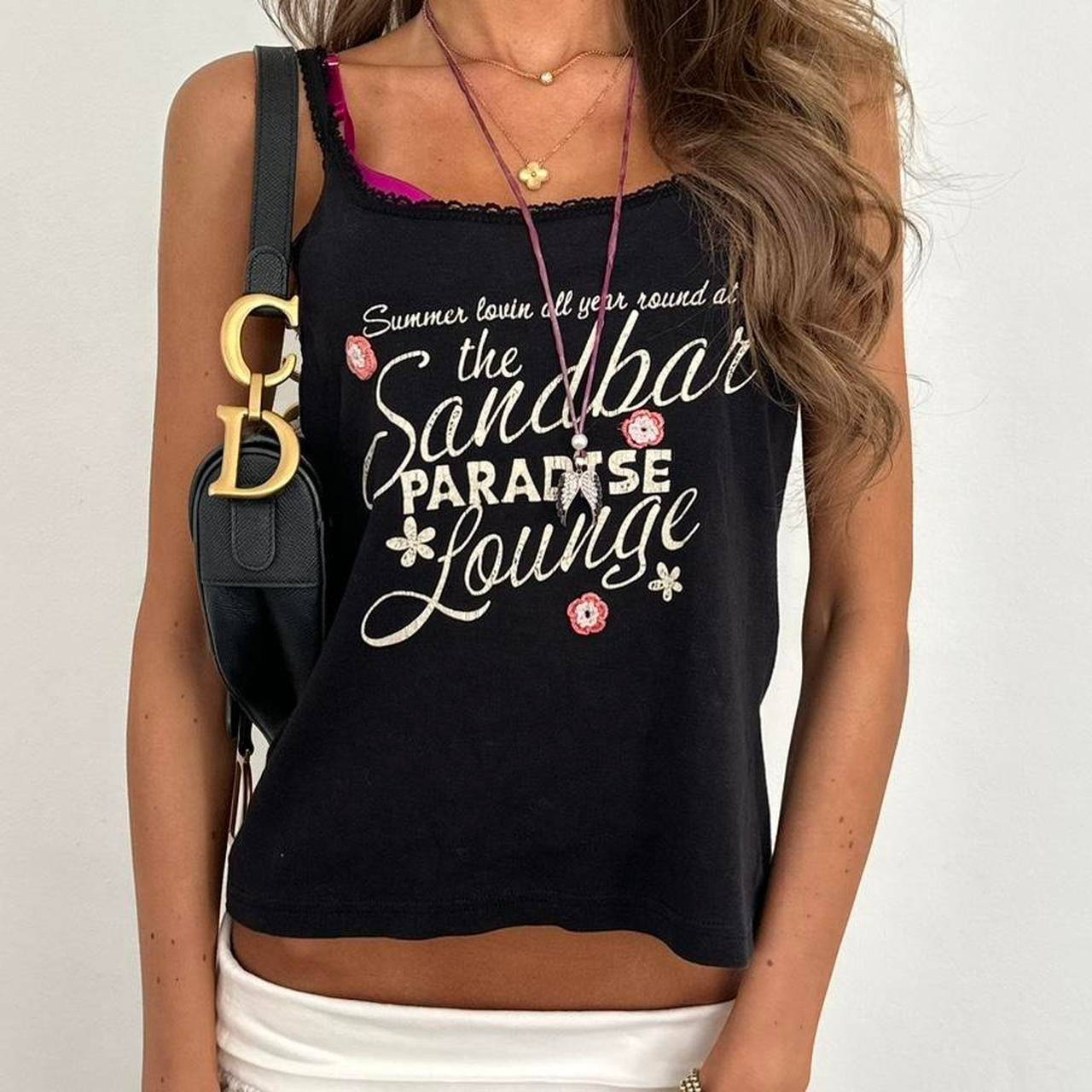 Vintage 2000’s sandbar paradise black tank top