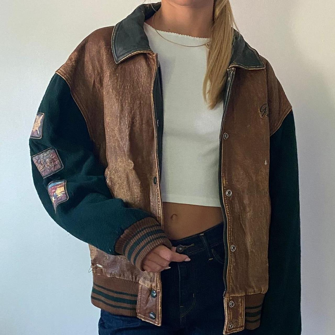 Vintage 90’s Guess leather varsity USA jacket