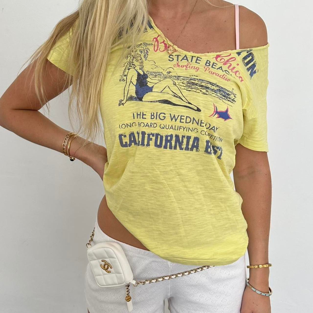 Vintage California state beach yellow vintage tee