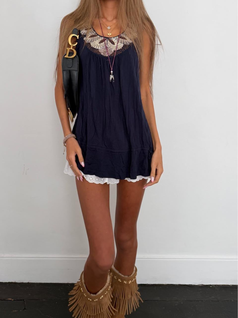 Vintage 00’s navy embellished top