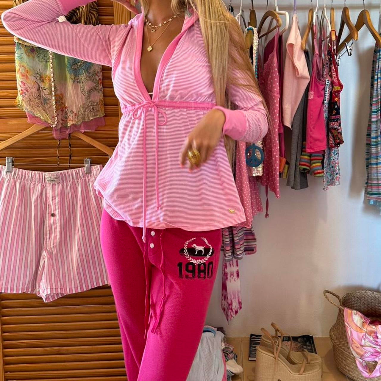 Vintage 2000’s Victorias Secret pink waffle sweatpants