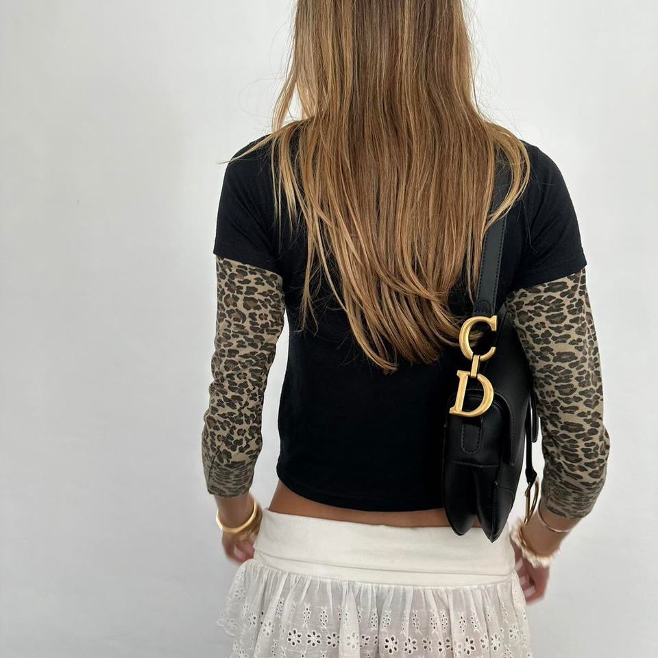 Vintage 90’s leopard print double layered baby tee