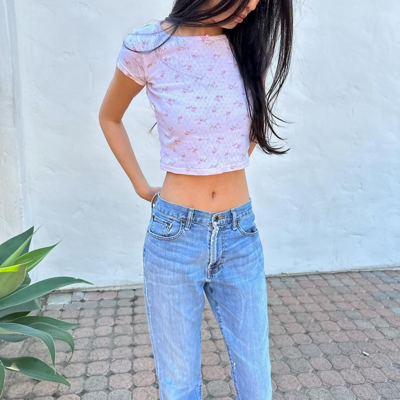 Vintage 90’s floral pointelle baby tee