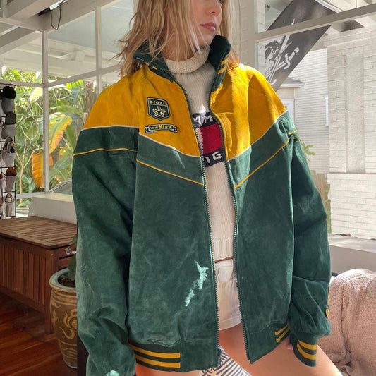 Vintage 90s rare Brazil leather jacket