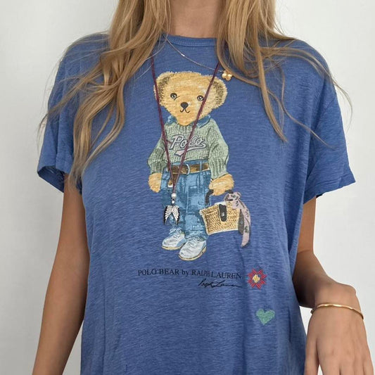 Vintage Ralph Lauren teddy bear blue tee