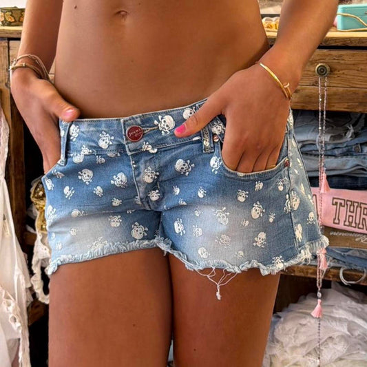 Vintage 00s skull denim shorts