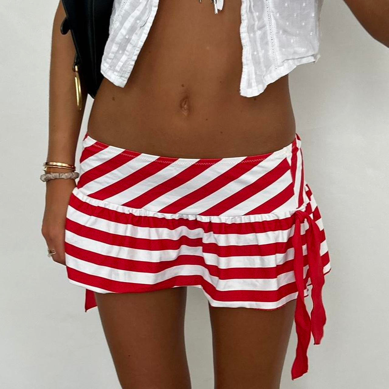 Vintage red striped mini skirt