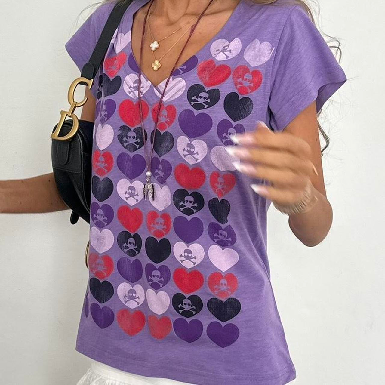 Vintage 00s purple skull and crossbones top