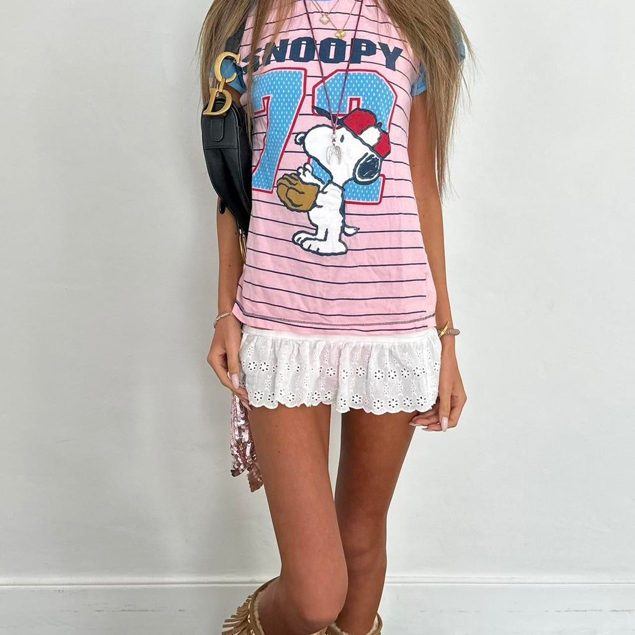 Vintage 00s snoopy baby striped baby tee