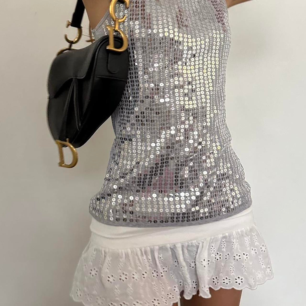 Vintage silver sequin tank top