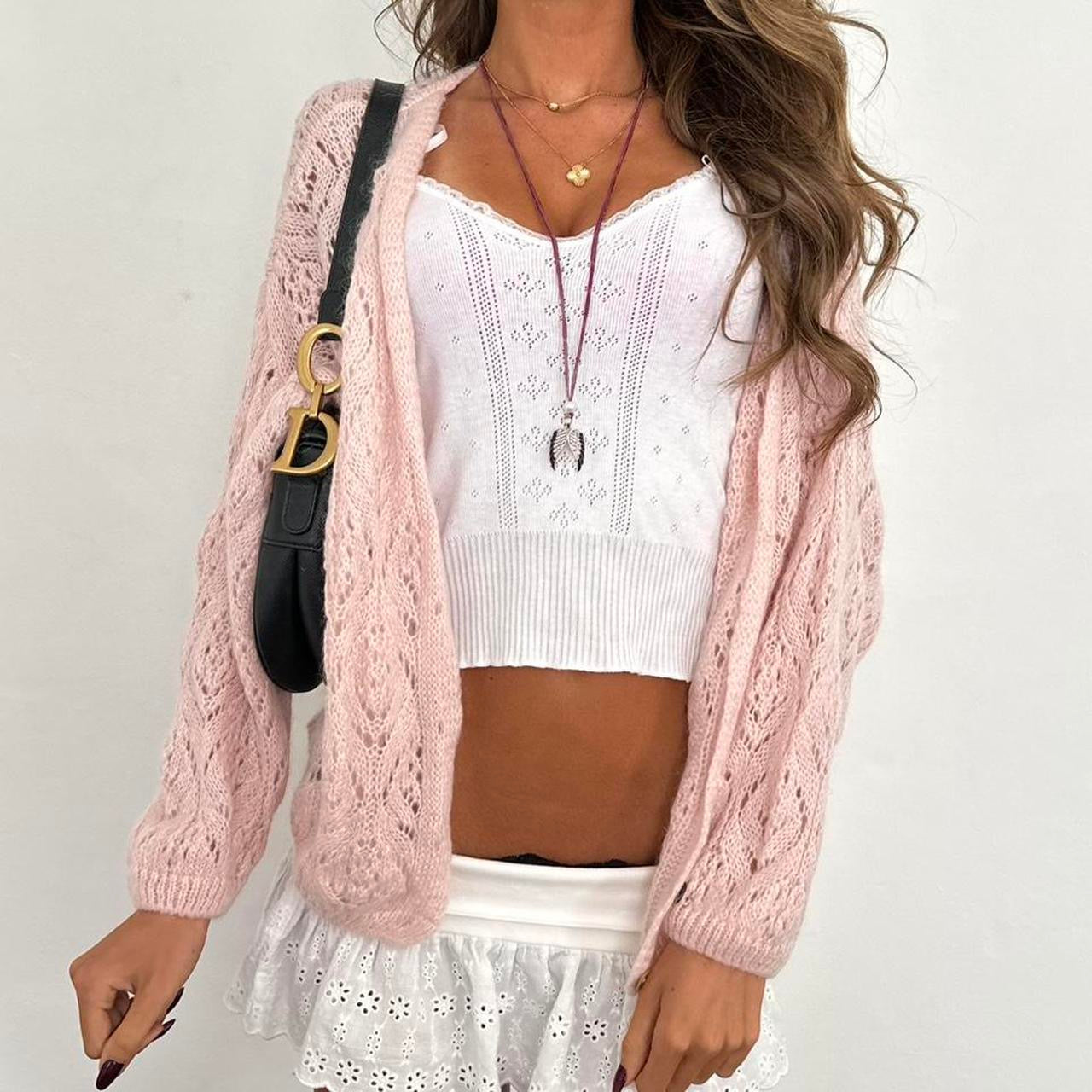 Vintage 2000s knitted pink cardigan top