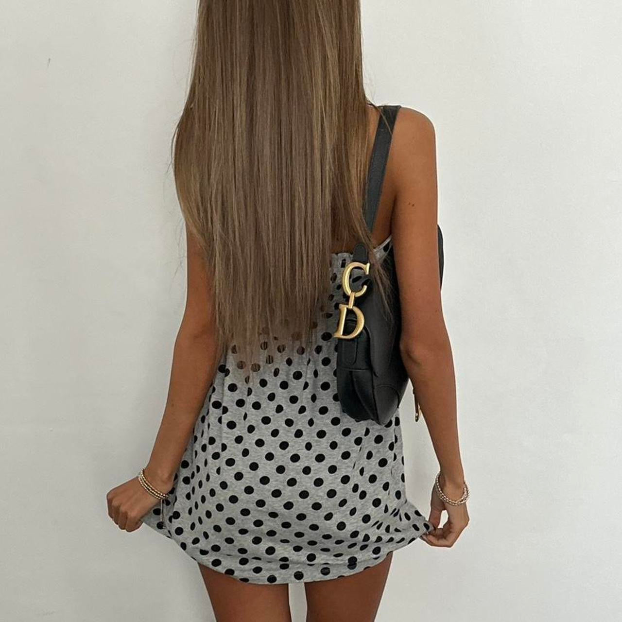 Vintage 2000’s grey polka dot strapless dress