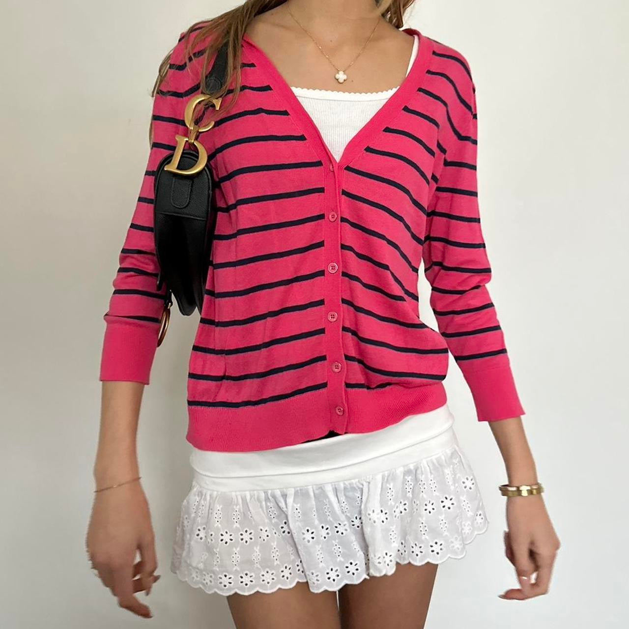 Vintage 90’s pink & black striped cardigan