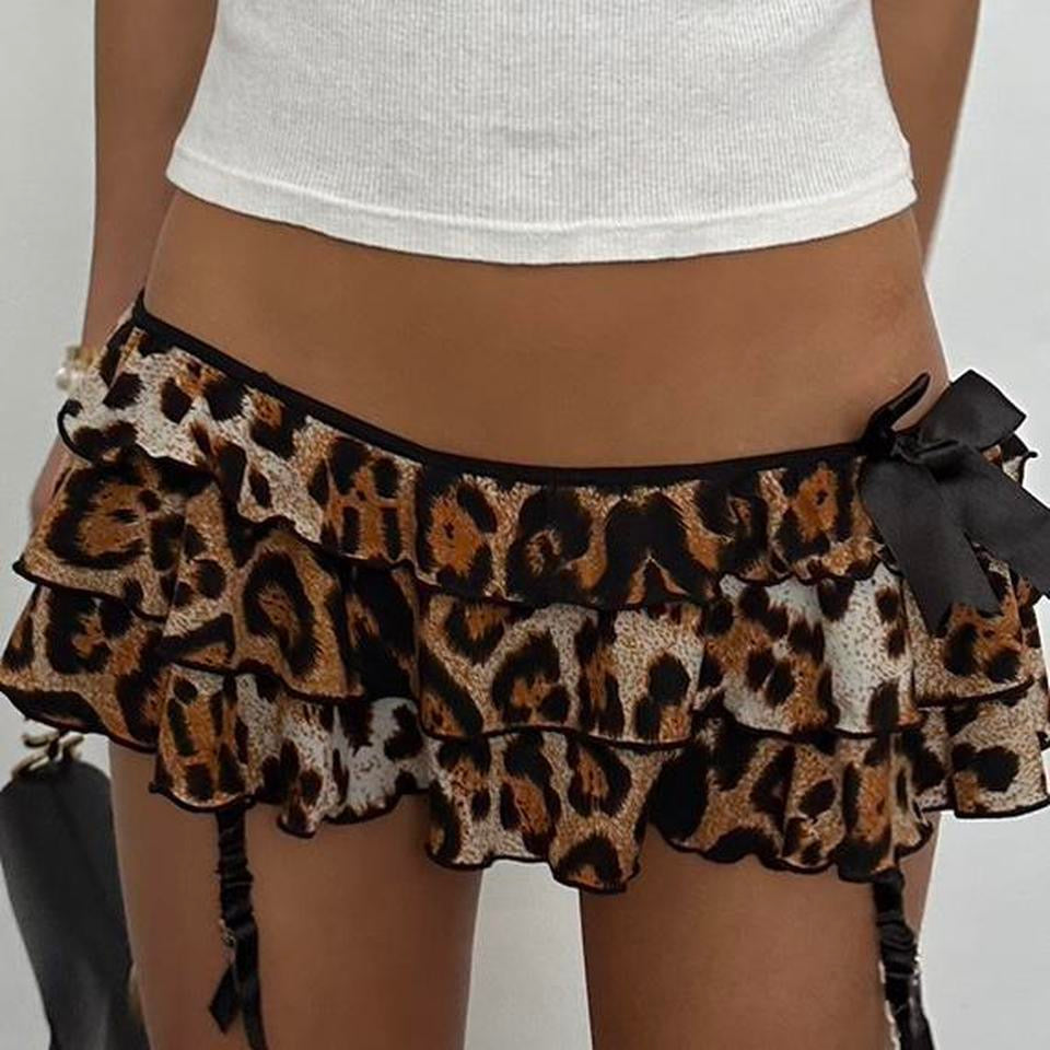 Vintage micro leopard lingerie skirt